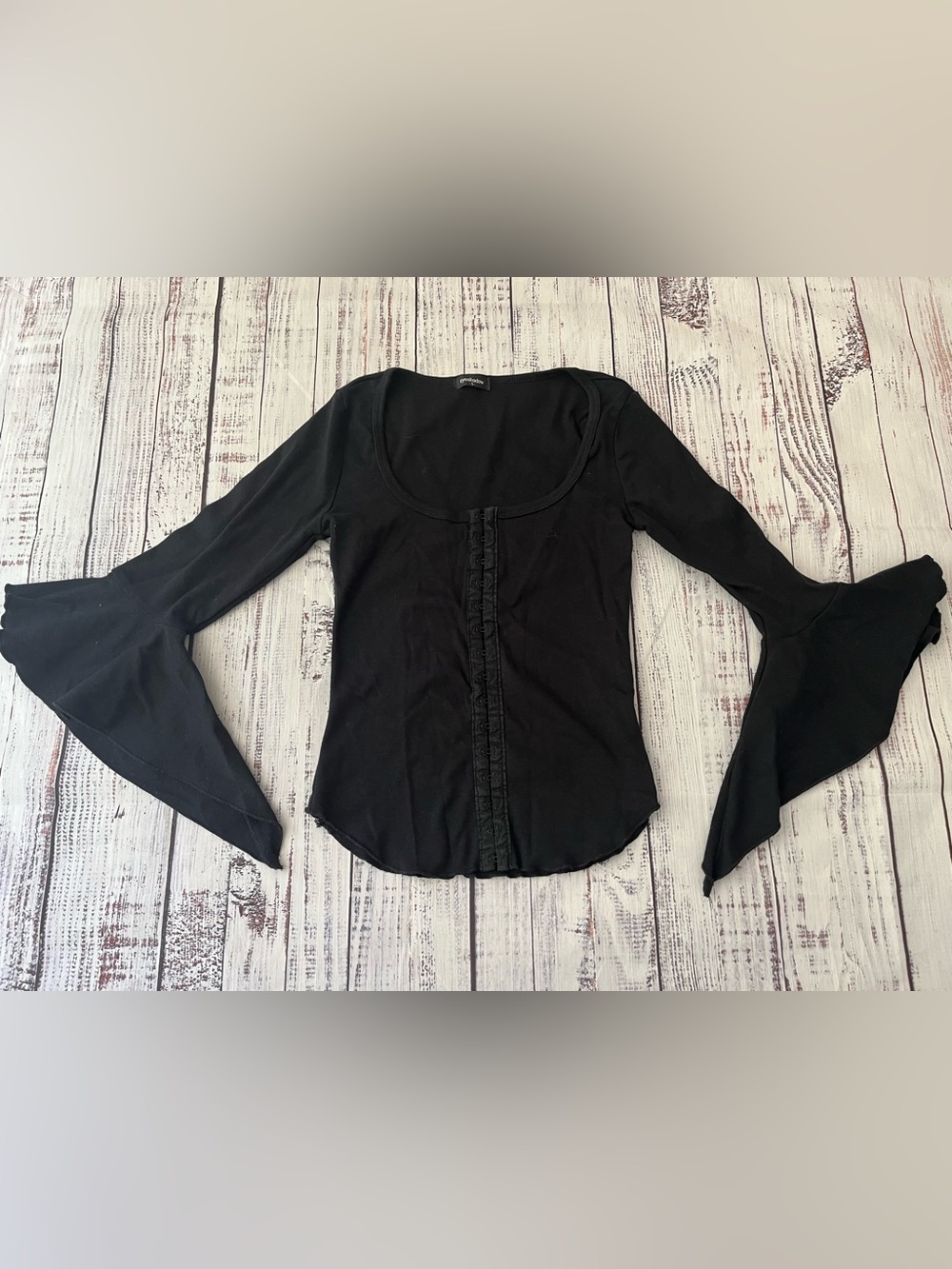 90s Y2K Whimsigoth Corset Style Bell Sleeve Long Sleeve Shirt Witchy Fairy S